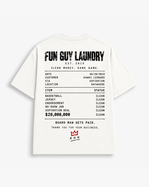 Board Man Gets Paid tee in Off White, back