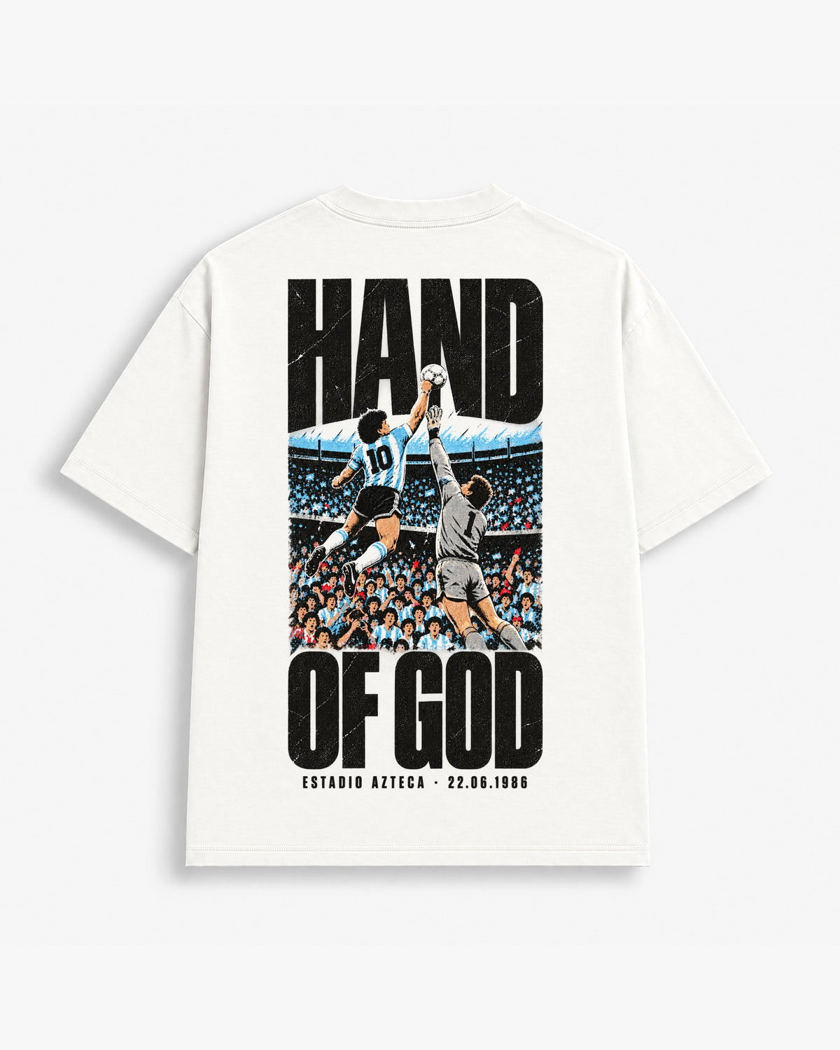 Hand of God tee in Off White, back
