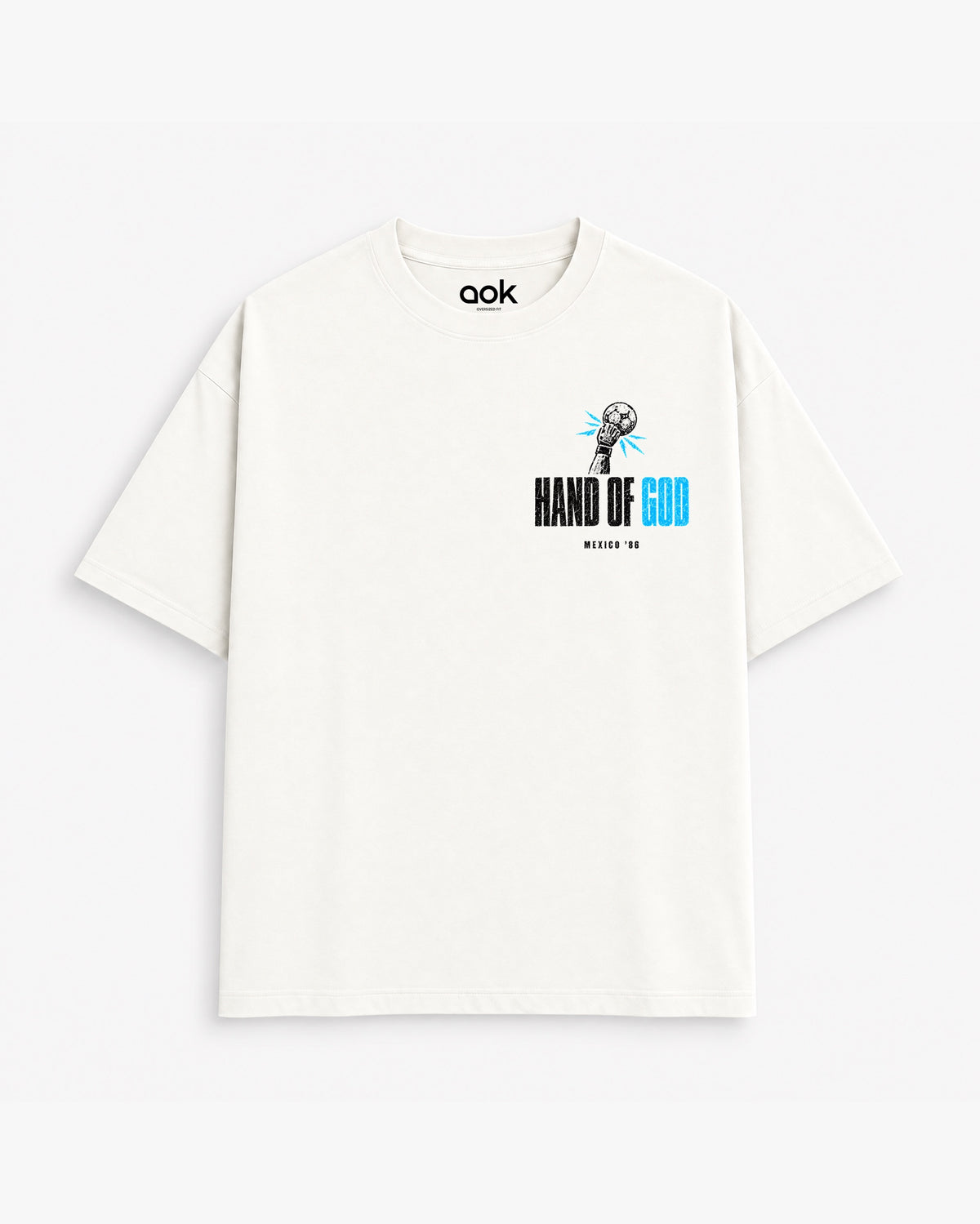 Hand of God tee in Off White, front